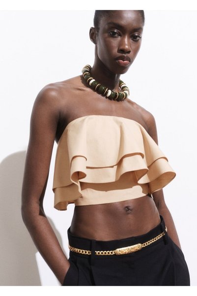 Ruffled Strapless Blouse