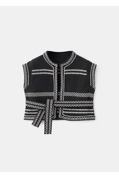 Embroidered Belt Detailed Vest