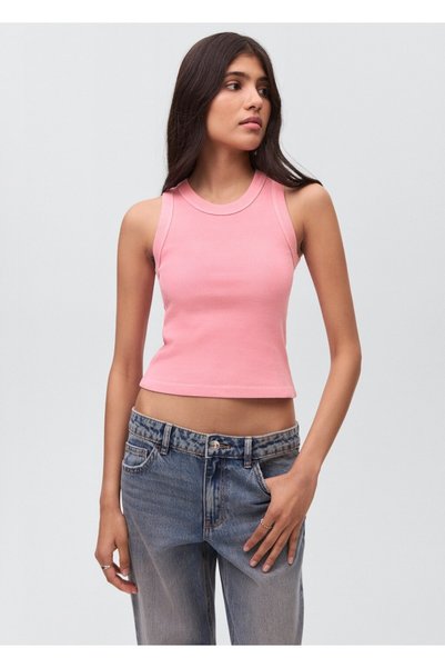 Rubber knit cotton blouse