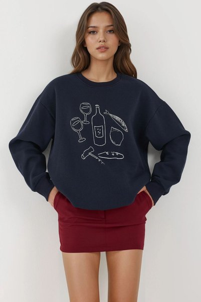 Printed round neck sweatshirt