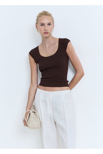 Short Sleeve Rib Sweater