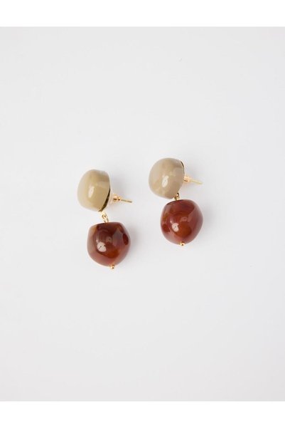 Elegant Dangle Earrings with Orange Ball Figure