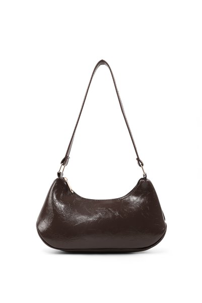 Wrinkled Textured Brown Shk280 Zippered Single Compartment, Hand, Arm and Shoulder Bag