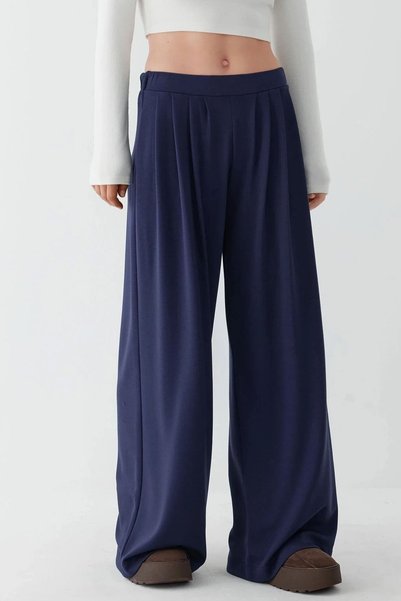 Modal Touch Pile Detailed Wide Leg Trousers