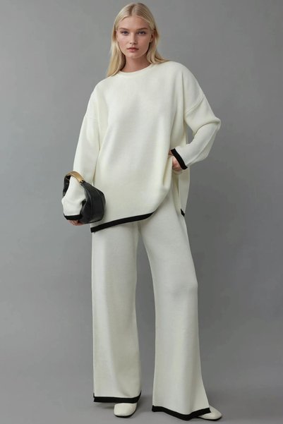 Sweater & Wide Leg Pants Knitwear Set