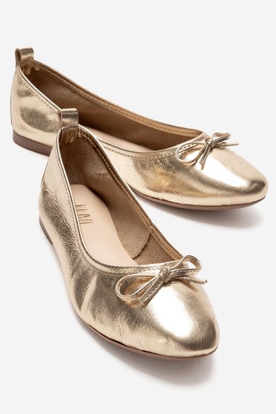 01 Gold Skin Genuine Leather Women's Ballerina Shoes