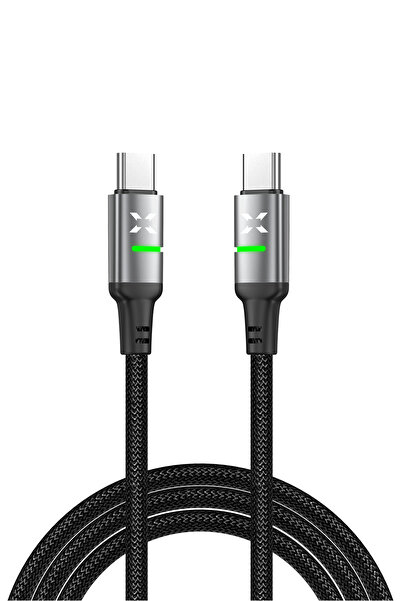 Type C кабел за брзо полнење | Type-C до Type-C, 60W, 480 Mbps, 1.2m, PD, плетен, со LED индикатор (X6421)