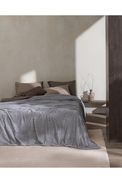 Corbeau Single Welsoft Flat Blanket - Gray