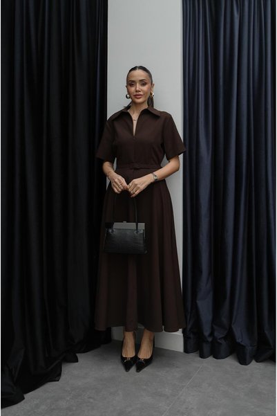 Brown Ward Thin-Belt Dress