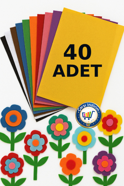 40 парчиња филц во мешани бои (10 x 4 пакувања) - A4 големина 20x30 Cm.