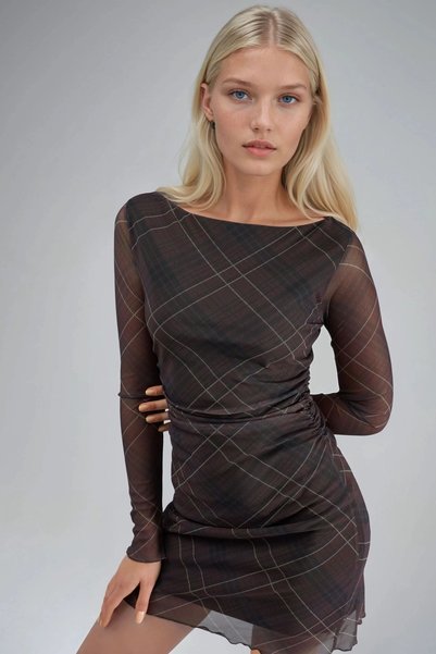 Busem Plaid Tulle Mini Dress