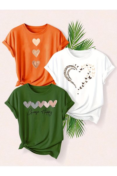 Unisex Three-Color Different Design Printed T-Shirt – Trend Model