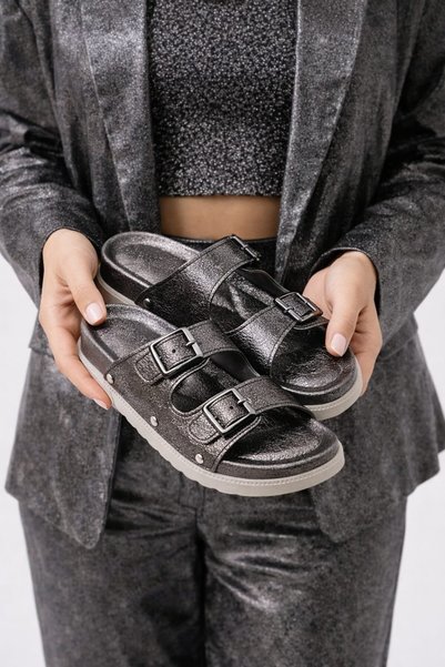 Women's Double Buckle Anatomical-Orthopedic Daily Slippers - Comfortable Sole
