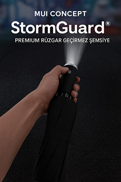 Премиум автоматски чадор со LED светло, со обратно затворање и отпорен на ветер