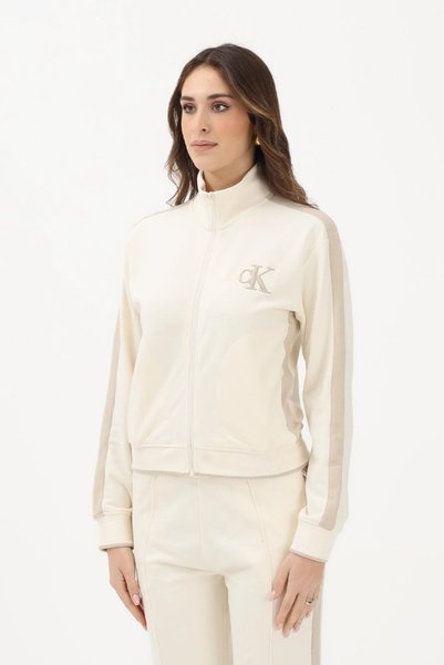 Long Sleeve Flexible Towel Fabric Full Zippered Sweatshirt Women's White Jacket LV047E226G-YA