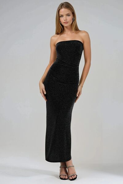 Busem Shiny Strapless Bodycon Maxi Dress