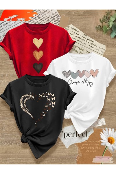 Unisex Three-Color Different Design Printed T-Shirt – Trend Model