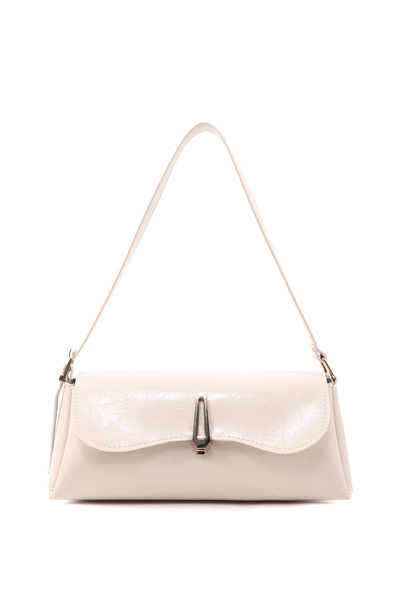 Wrinkled Textured Cream Shk305 Faux Leather, Special Lock Magnet Hand, Arm and Shoulder Bag