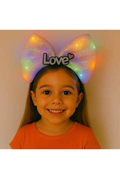 Круна со LED светла и натпис Love, розова со машна – детска круна за забава
