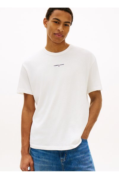 Crew Neck Plain Ecru Men's T-Shirt Dm0Dm21110Ybl Ecru T-Shirt