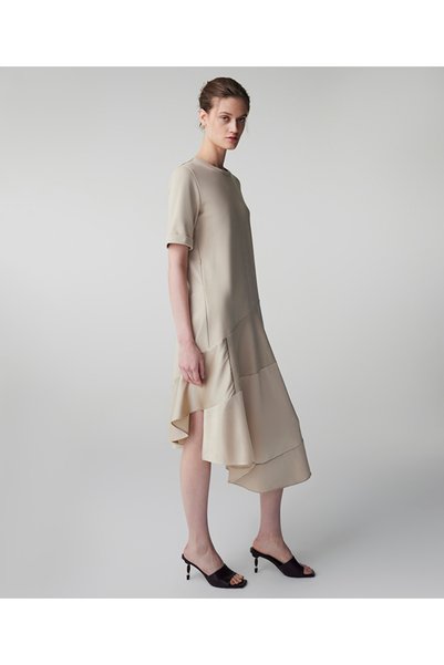 Fabric Mix Asymmetric Dress