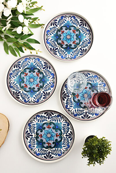 4-делен Azure Bloom послужавник 22 cm сино-бел