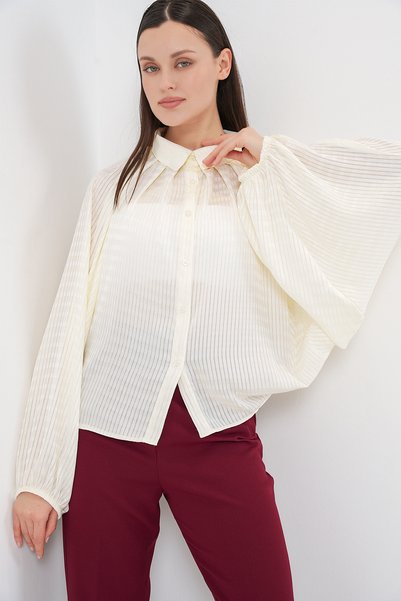 Women's Bat Sleeve Oversize Shirt 20368 - Ecru