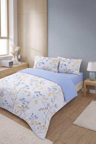 Florina Single Patterned Elastic Sheet Duvet Cover Set