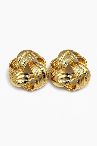 Luxury Women's Yellow Steel Eternal Knot Stud Earrings