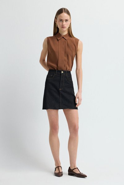 Denim Skirt with Pockets