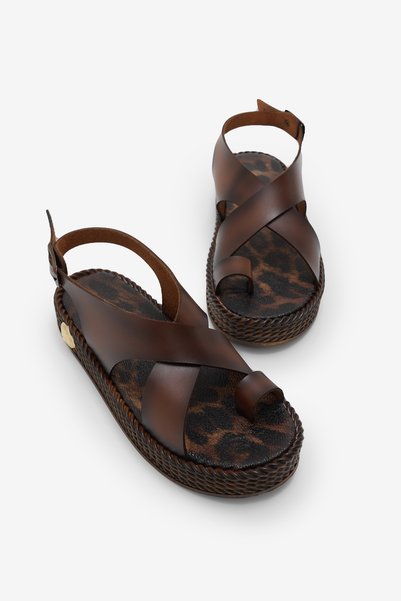 Women's Tan Poly Sole Comfortable Fit Cross-Strap Flip-Flop Sandals