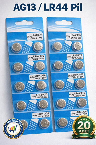 20 парчиња AG13/LR44/A76/357A батерија тип копче за ласер, часовник, играчка, алкална 1,5 волти