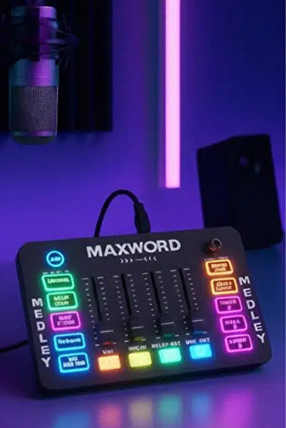 MEDLEY гејмерска RGB звучна картичка за студиско снимање во живо DJ миксер (компатибилен со телефон и компјутер)