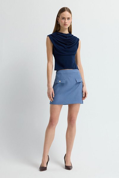 Tweed Skirt with Pockets