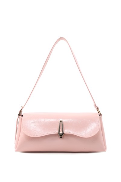 Wrinkled Textured Pink Shk305 Faux Leather, Special Lock Magnet Hand, Arm and Shoulder Bag