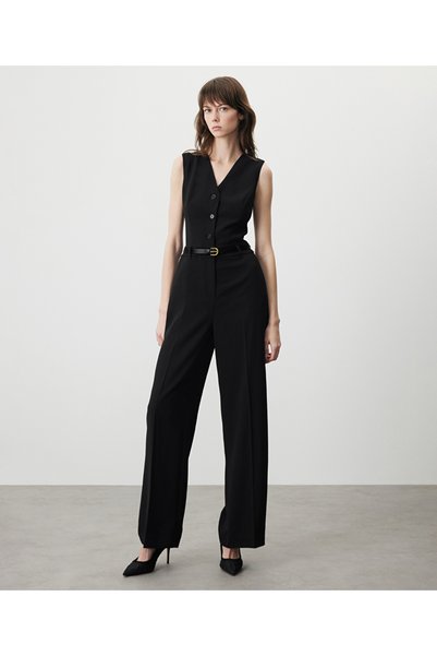 V-Neck Belted Jumpsuit