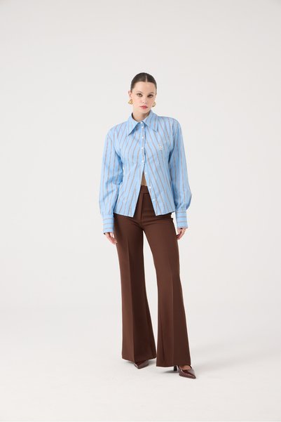 Spanish Style High Waist Calista Trousers Brown