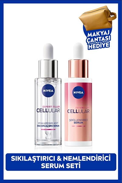 Cellular Expert Lift серум како алтернатива на ретинол 30ml и хидратантен серум 30ml, подарок чанта за шминка