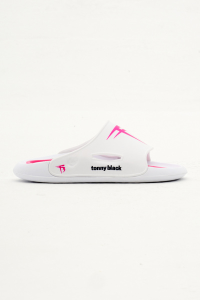 Children's Unisex White Poly Sole Logo Slippers