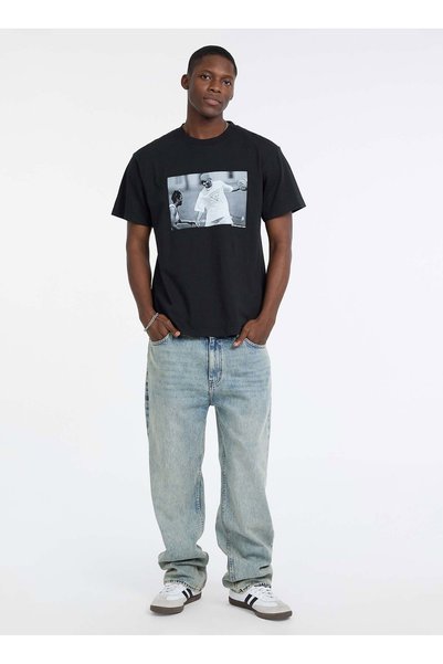 Jeans Black Men's Regular Fit Printed T-Shirt M5Bi3Jk8Fq4-Jblk