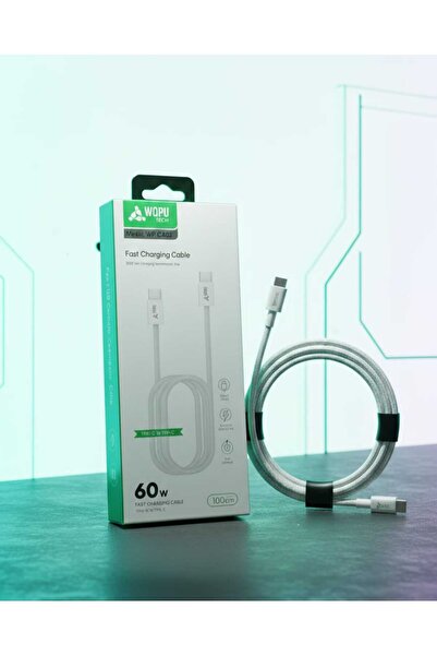 WOPU Tech 60W кабел за брзо полнење - Type-C до Type-C 1m плетен кабел (WP-CA02)