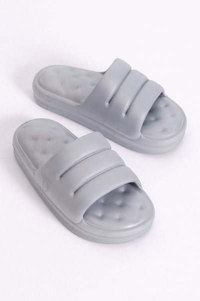 Women's Gray Comfortable Sliced Model Open Front Eva Slippers