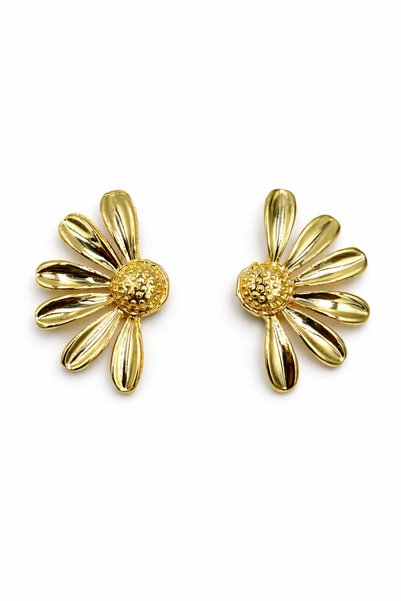 Women's Gold Plated Hoop Earrings Silver Color Steel