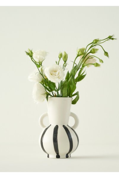 Liora Ceramic Vase Black-White (12X12X18 cm)
