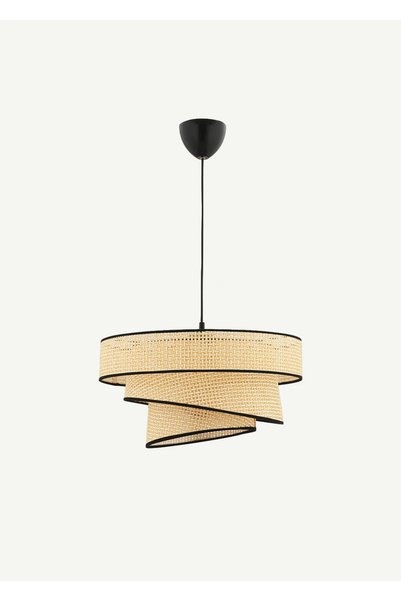 Levi 3 Tier Rattan Pendant Lamp Natural-Black (40X70 cm)