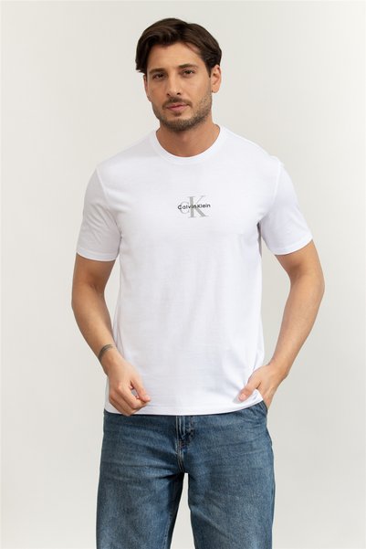 Ss 30S Micro Monologo Graphic Te Men's Crew Neck T-Shirt