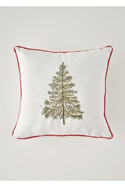 New Year Christmas Embroidered Pillowcase White (43x43 cm)