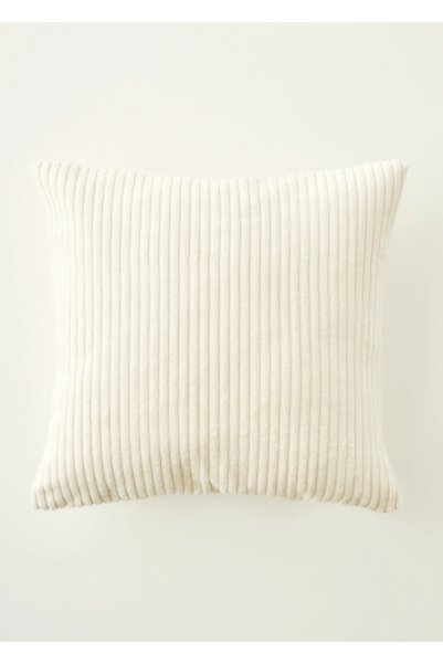 Luca Corded Fabric Velvet Decorative Pillow Case White (43X43 cm)