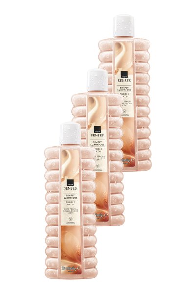 Simply Luxurious White Peach and Vanilla Orchid Scented Bath Foam 500 Ml. Triple Set
