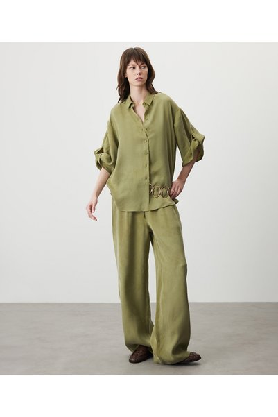 Elastic Waist Wide Leg Pants